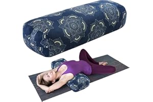 TOPROUD Yoga Bolster Pillow, Rectangular Yoga Pillow for Restorative Meditation, Bolster Meditation Cushion with Carry Handle, 70 * 27 * 15 CM