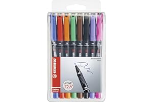 STABILO OHPen - Marqueur permanent - Pochette x 8 marqueurs (encre permanente/pointe fine 0,7mm)