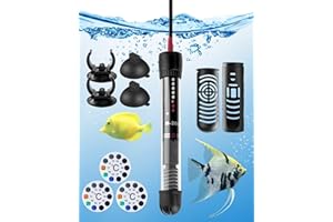 LAOYE Riscaldatore Acquario 60 l 50 W Temperatura Regolabile Riscaldatore per Acquario per Pesci e Tartarughe con 2 Ventose Termoriscaldatore Acquario con Coperchio Protettivo e Spia Luminosa