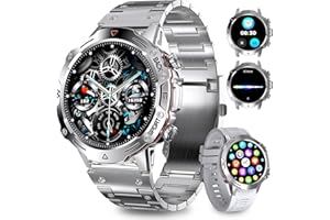 Homailida Men's Smartwatch with 2 Watch Belts, Over 100 Sports Modes, 24/7 Heart Rate, Sleep Monitor, Smart Watch with Phone Function, Message Functions, Fitness Watch for Android and iOS, Men