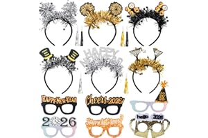 ZUSUZU Silvester Deko 2026,Silvester Haarreif Set,Neujahr Party Dekoration Set,Silvester Brille 2026 Happy New Year Deko Kopfbedeckung Party Fotoautomat Requisiten Zubehör Party Kostüm