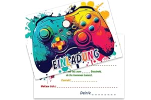 ‎THE LAZY PANDA CARD COMPANY the lazy panda card company 15 Einladungskarten Kindergeburtstag Party: Gaming Geburtstagseinladungen Geburtstagseinladungen Kinder Mädchen Junge (Gaming)