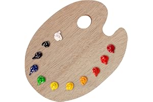 ZLXFT Paleta Pintura Madera,Paleta Pinturas Oleo,Paleta Mezcla Pastillas,Paleta de Pintura Tradicional con Agujero,Paleta de Mezcla de Pintura con Agujero para Pulgar para Pintura óleo Acrílica Acuarel
