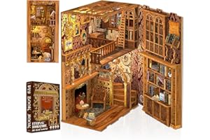 Cutefun Casas de Muñecas en Miniatura de Madera con lámparas led,Book Nook Casa en Miniatura para Montar Kit de Manualidades DIY,Idea de Regalo Creativa (YS05)