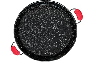 briebe Padella Per Paella Valenciana Smaltata 42 cm, Acciaio Smaltato Antiaderente, 10 Porzioni di Paella, Adatta al Gas, Forno