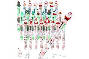 Clabby 24 Penne a Sfera di Natale Multicolore 6 in 1 con Albero Babbo Natale Penna a Sfera Natalizia Regalo di Festa per Scuola Ufficio Riempitori di Sacchetti di Feste