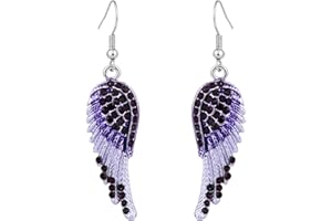 Ever Faith® Boucles d'oreilles argentées ailes d’ange avec cristaux autrichiens