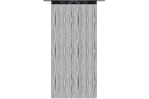 Bestlivings Fadenvorhang mit Stangendurchzug, Gardine in Lurex-Optik, Dekoartikel in vielen Farben und Größen (schwarz - JetBlack / 140x250 cm)