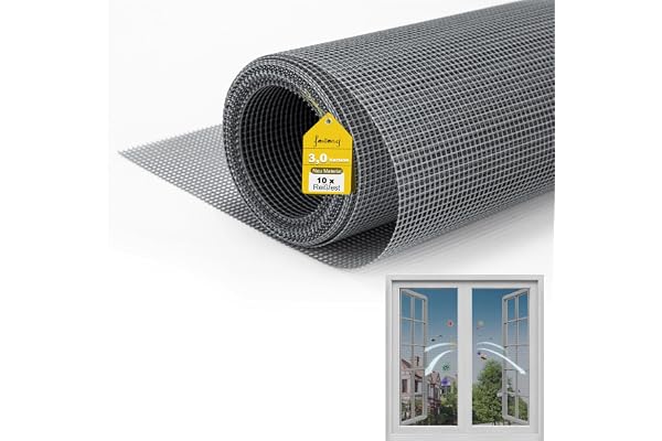 fowong Moustiquaire pour fenêtre 250x120cm, remplacez la moustiquaire de fenêtre DIY filet anti-insectes en fibre de verre personnalisé pour portes et fenêtres, gris