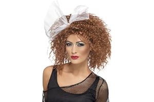 SMIFFY'S Smiffys Peluca de niño salvaje de los 80, marrón, rizada con lazo