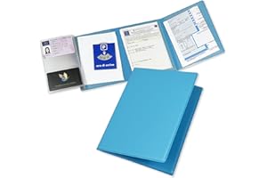 Pubblimania Bolso portadocumentos multibolsillos con tarjetero, elegancia y organización en color azul, fabricado en Italia