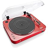 Lenco L-85 Red | 33 & 45 RPM Semi-Automatic Belt Drive USB Turntable for Vinyl with Integrated Stereo Pre-Amplifier and Movin