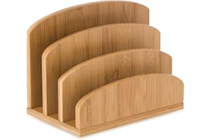 OSCO Bambusowy uchwyt na listy | sorter poczty | stojak na słupki | organizer kopertowy | stojak na dokumenty | przechowywanie dokumentów na biurko | przegródki ekspozycyjne | wys. 14 x szer. 19 x gł.