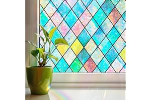 ‎LINARUN Fensterfolie Selbsthaftend Regenbogen Folie Fenster Sichtschutz,Klebefolie Regenbogenfolie Blickdicht Glasfolie Selbstklebend Sticker Regenbogeneffekt