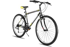 HH HILAND HILAND 24/26 Inch Mountain Bike, 18/21 Speed Mountain Bike for Men Women, High Carbon Steel Frame, V-brakes MTB for Different Terrains, Black/White