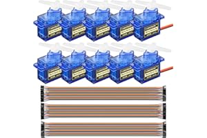 SEAMUING 10Pcs SG90 Micro Servo Motor 9G Servo with 120pcs Du-pont Wire 40pin Male to Female, 40pin Male to Male, 40pin Female to Female Breadboard Jumper Wires for Arduino RC Robot Smart Car
