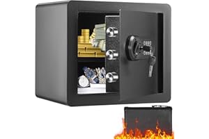 VEVOR Cassaforte Uso Domestico Serratura Codici Chiavi Capienza 34 L Ripiani Rimovibili per Contanti Oro Gioielli Passaporto, Cassetta di Sicurezza Password Chiavi Luce LED, Cassaforte Nera 12,3 kg