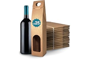 ESPIRITO REBELDE 25x Scatola di Cartone Marrone Vuota per Bottiglia di Vino 8,5x8,5x39 cm - Regali di Natale, Pasqua, Compleanno, per Enoteche