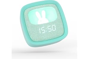 MOB – MOBILITY ON BOARD Budzik i lampka nocna dla dzieci Billy Clock - Tkanina i tworzywo sztuczne Soft Touch - Programowanie daty, czasu i 3 alarmy - regulowana jasność - turkusowy niebieski - Mob