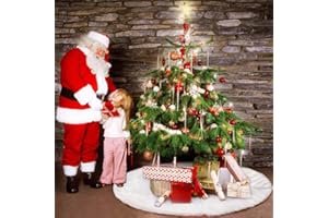 Royaliya Baumdecke Weihnachtsbaum Rock Christbaumdecke Rund Weiß Weihnachtsbaumdecke Christbaumständer Teppich Decke Weihnachtsbaum Deko (90CM)