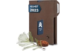 Wolfstrøm Slim Wallet mit Münzfach 'Ludvig' I 7+1 Karten Mini Geldbörse Herren klein, RFID Blocker I Damen Herren Portemonnaie klein I Credit Card Holder Geldbeutel Herren klein – Vintage Brown