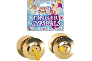 FORUM NOVELTIES Gold Finger Cymbals (Pack of 2) - Shimmering Design, Perfect Accessories for Festivals, Cosplay, World & Culture, Themed Events, Parties, & More