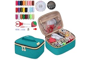 LoDrid Sewing Kit, Portable Flannel Bag with Sewing Supplies for Travel Home, Sewing Repair Kit Tool for Adults, 24 Colors Thread, 30 Needles & Sewing Accessories, Green (Patented Design)