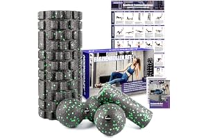 ‎NOONCRAZY Faszienrolle Set, Set mit 3D-Texturmassage Faszienrolle, Mini Faszienrolle, Faszienball und Duoball, Faszien Set zum Faszien Training von Muskeln, Bindegewebe und Stoffwechsel, mit Training Posters