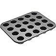 MasterClass 20 Hole Mini Muffin Tin with Loose Bases and PFOA Non Stick in Gift Box, Robust 1 mm Carbon Steel, 35 x 27 cm, Grey