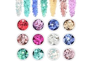 ALIIP Paillettes de Corps, 12 Couleurs Paillette Maquillage Set, Paillette Festival pour Visage, Corps, Ongles, Cheveux, Halloween, Fête, Noël, B