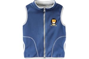ANIMQUE Bambini Gilet in Pile Polare Ragazzi Ragazze Colletto in Piedi Senza Maniche Giacca Autunno Invernale Cerniera Modello di Cartone Animato Capispalla Panciotto con Tasche