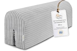 ‎TOTSY BABY Bettkantenschutz für Kinderbetten 80 cm - Schutz für Bettrahmen Baby Bett rausfallschutz für boxspringbett bettgitter mit Bezug Kantenschutz Kinder Babybett Hellgrau