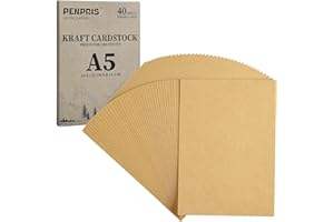 PENPRIS 40 fogli di cartoncino, formato A5, carta heavyweight da 110 lb, carta spessa – perfetto per arti, creazione di carte, artigianato e stampa, PAC01KP040