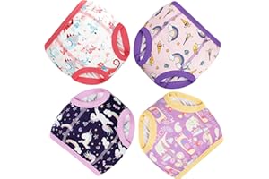 FLYISH DIRECT Töpfchen Trainingshose - Kinder Trainingshose Töpfchen, Packung mit 4 Baby Trainerhosen Töpfchentraining für Mädchen Jungen，2-7 Jahre, 130/6T