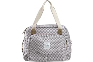 Béaba – Wickeltasche Genève II – Modulierbar, vielfältige Staumöglichkeiten – Vordertasche, Wickelunterlage – Isolierfach für Babynahrung, Befestigung für Kinderwagen – graumeliert