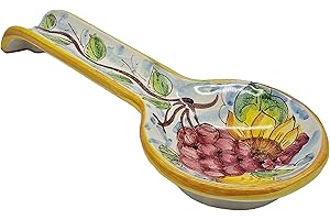 Sicilia Bedda - Poggiamestolo in Ceramica di Caltagirone - Varie Fantasie - Prodotto Autentico Dipinto a Mano (Ramo Uva)