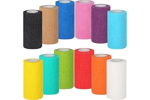 Sammanhängande bandage, 12 rullar x 10 cm x 4,5 m elastiskt första hjälpen bandage, sportbandage, självhäftande handledsband, fotled, Vet Wrap, Husdjur (10 cm bredd)