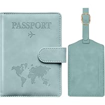 Set Da Viaggio: 2 Custodie Per Passaporto E 2 Etichette Per Bagagli In Pelle PU - Impermeabili, Antiumidità, Con Scritta 'Passaport' E Mappa Mondo - Regalo Per Viaggiatori - 5