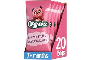 Organix Summer Fruits Rice Cake Clouds, Berry Flavoured Baby Snack, Multipack, 4 x 18 g Bags Per Box (4 Boxes Total)