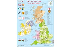 Larsen K18 Politische Karte von Großbritannien & Irland, Englisch Ausgabe, Rahmenpuzzle mit 48 Teilen