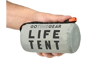 Go Time Gear Survival Life Tent • 2 Person Mylar Emergency Shelter Tube Tent + Paracord • All-Weather Protection for Camping, Hiking, & Survival Kits • Includes Emergency Whistle