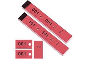 Nezyo 200 Tickets Vestiaire Numérotés 3 x 20 cm Ticket Tombola Numéroté de 1 à 200 Carnet Tombola Billets de Tombola Perforés et Détachables 3 Parties pour Vestiaires Tirages au Sort Fêtes(Rouge)