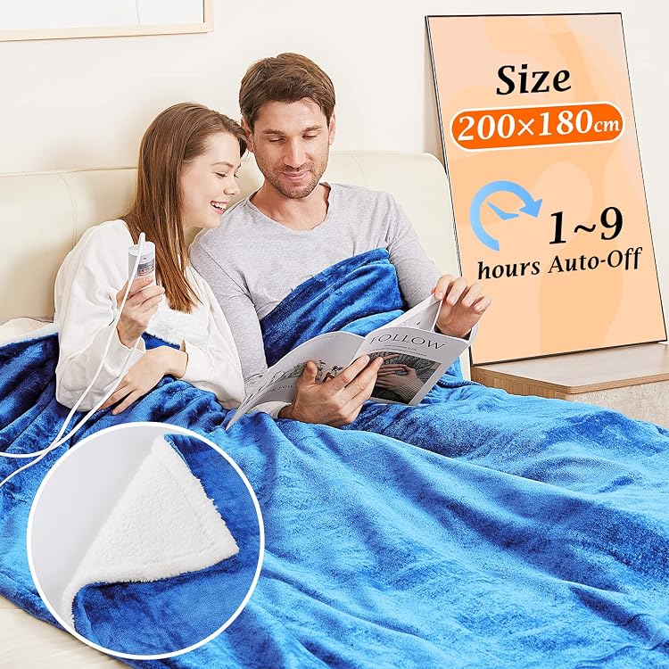 MONHOUSE Heated Throw - Electric Blanket - Digital Controller - Timer up to  9 hours, 9 Heat Settings, Auto Shutoff - Machine Washable - Double  150X200cm - BEIGE : Amazon.co.uk: Health u0026 Personal Care
