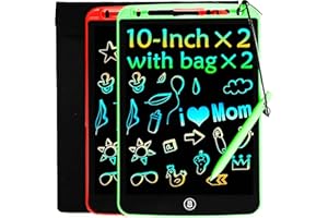 LEYAOYAO 2 Pack LCD Writing Tablet 10inch with Bag - Colorful Screen Doodle Pad Drawing Board Learning Educational Toy - Gift for Kids 3-6 Years Old Girl Boy (Green+Red)