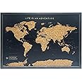Splosh Medium World Maps. Pin Board Wooden Map. Travel Map Cork Board Map Pin Board. Wooden Board World Map, Corkboard Map Travel Gift, World Map Pin Board. (Black)