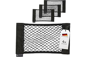 ‎STUFF FROM ABOVE stuff from above - 4er Set Auto Netz für Kofferraum mit sehr starkem Klett - Perfekter Halt auf Filz Kofferraumnetz mit Klettbefestigung - Netztasche als Organizer - Autonetz zur Aufbewahrung 38x25cm