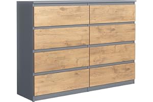 ‎MEBLE MASZTALERZ meble masztalerz Kommode Anthrazit/Lancelot Matt mit 8 Schubladen - 120 x 101,5 x 39 cm - Sideboard Wohnzimmer, Schlafzimmer - Schubladenschrank - Komodenschrank