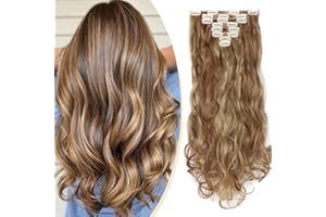 S-noilite® 24" (60 cm) extensiones de cabello cabeza completa clip en extensiones de pelo Ombre ondulado rizado - Marrón claro & ceniza rubia