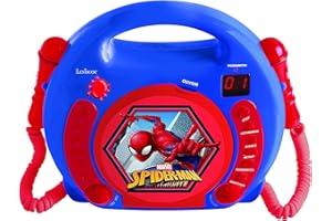Lexibook, Spider-Man, Portable CD player with Microphones, Music Player, Repeat and Programming, Karaoke, Headphones jack, Blue/red, RCDK100SP