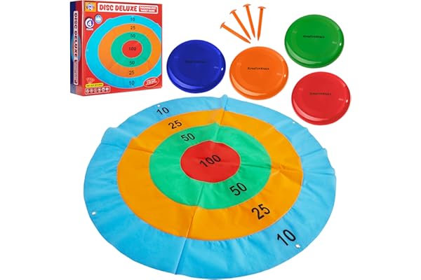 KreativeKraft Jeux d'Extérieur Enfant Adulte et Famille Kit Sport Course aux Oeufs et Cuillère Enfant Jeu des Anneaux Sacs de Courses (Lancer de Disque)